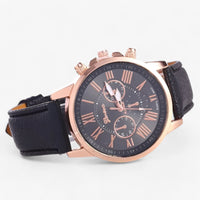 Luxury Waterproof Women's Watch with Leather Strap - Camille-Black-State of Style