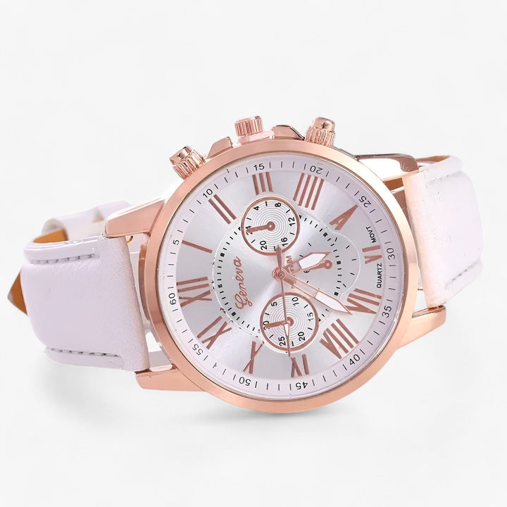 Luxury Waterproof Women's Watch with Leather Strap - Camille-White-State of Style