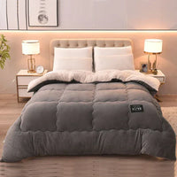 Luxury Winter Duvet with Double Flannel Fleece - FrostGuard-Grey-100x150cm-State of Style