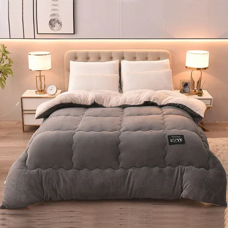 Luxury Winter Duvet with Double Flannel Fleece - FrostGuard-Grey-100x150cm-State of Style