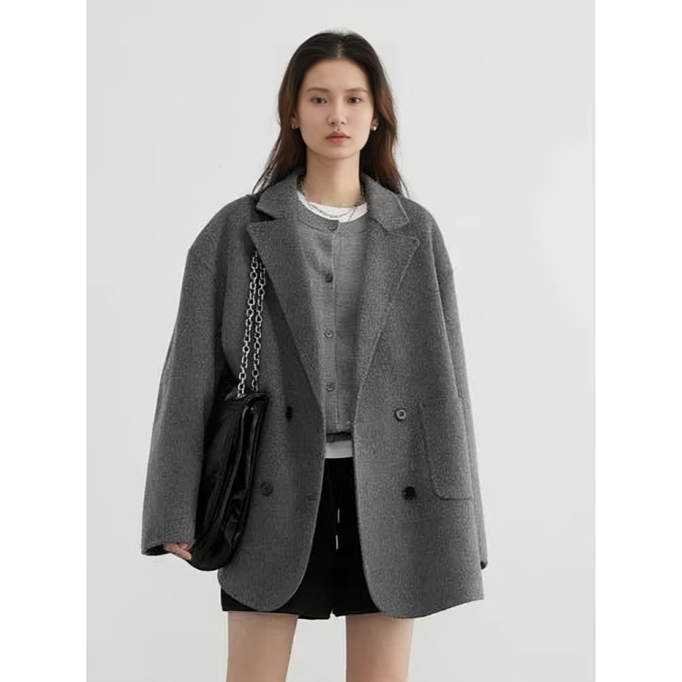 Luxury Wool Women's Coat - Aurora-Grey-S-State of Style