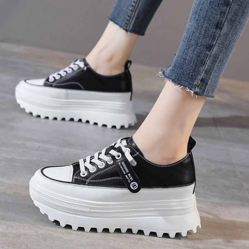 LydiaSneaks | Women's Trendy Platform Sneakers-Black-4.5-State of Style