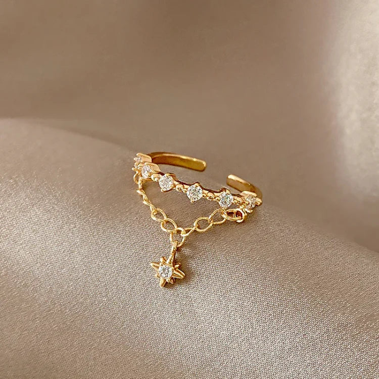 Lyra Gold Hexagram Chain Ring – Timeless Elegance-State of Style