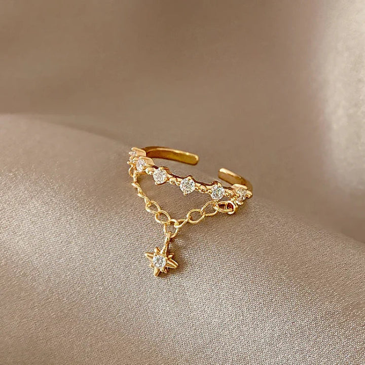 Lyra Gold Hexagram Chain Ring – Timeless Elegance-State of Style
