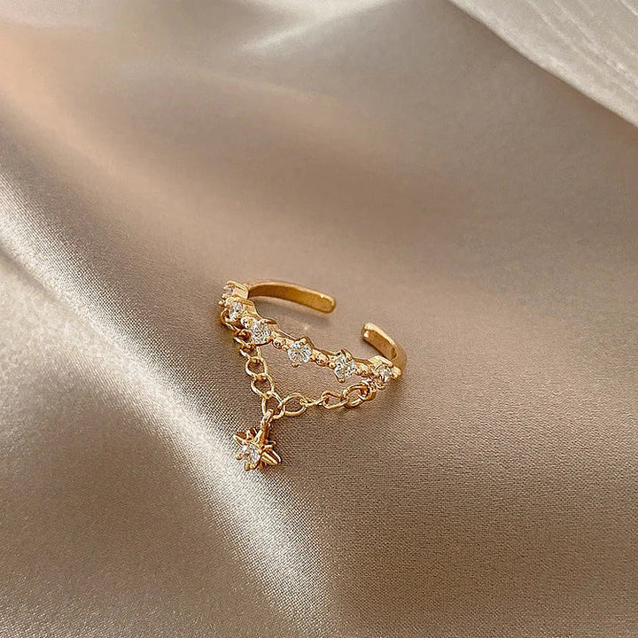 Lyra Gold Hexagram Chain Ring – Timeless Elegance-State of Style