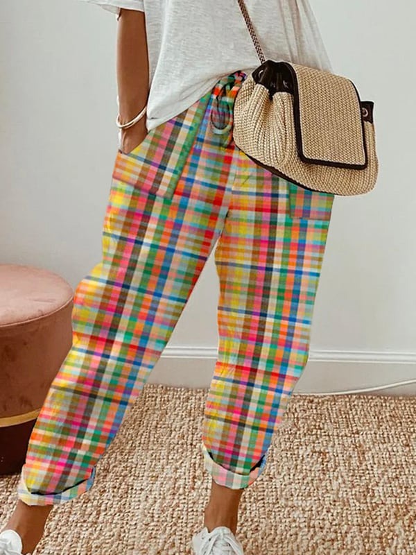 Lysandra | Lightweight Printed Pants with Side Pockets-One Size (Stretchable)-State of Style