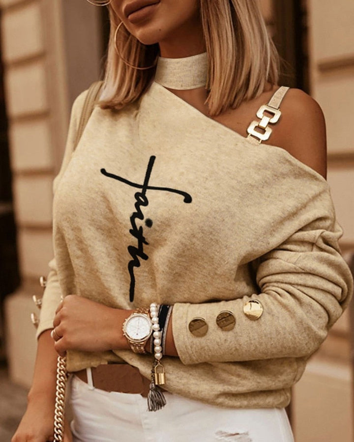 Madeleine's Sweater | Women's Cosy Knit Sweater-Beige with text-S-State of Style