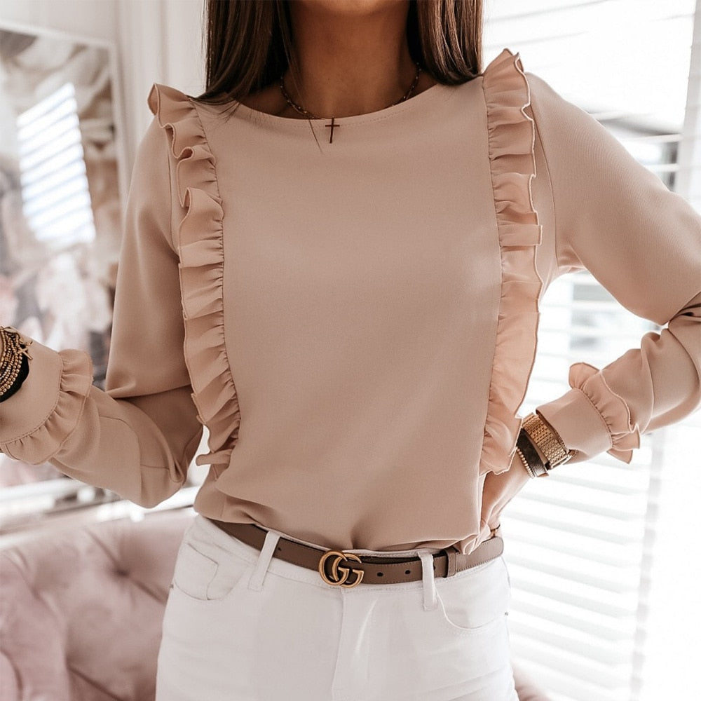 MadeliefBlouse | Women's Elegant Long-Sleeve Blouse-Pink-S-State of Style
