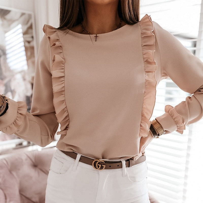 MadeliefBlouse | Women's Elegant Long-Sleeve Blouse-Pink-S-State of Style