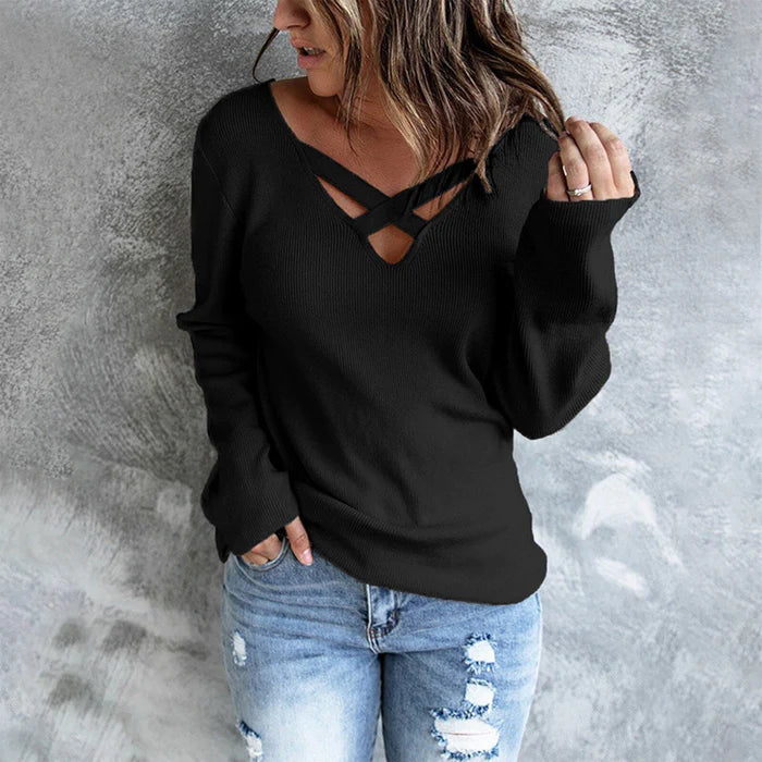 MadeliefsShirt | Women's Fashionable Knit Sweater-Black-S-State of Style