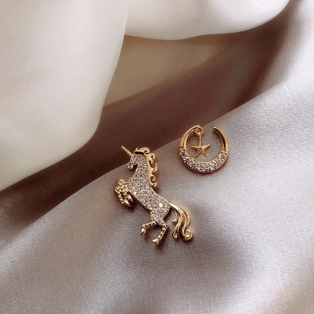 Magical Unicorn Earrings | Sparkling Crystal Jewellery-Horse Moon Stars-State of Style