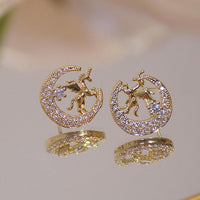 Magical Unicorn Earrings | Sparkling Crystal Jewellery-Horse Wings Moon-State of Style