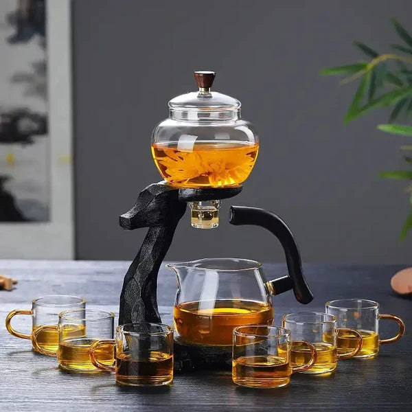 MagneticTeaSet with Innovative Magnetic Design-Black Teapot with 6 Cups-State of Style