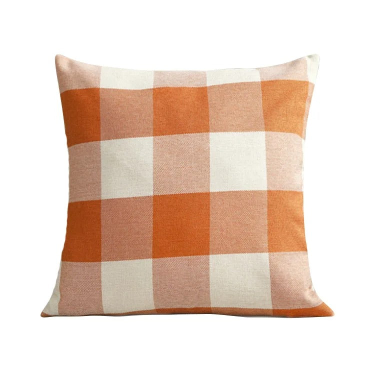 Cozy Checked Cushion Cover in Country Style – Autumn Plaid