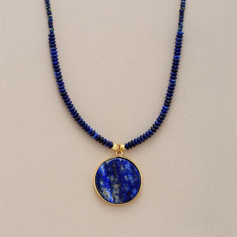 Round Lapis Necklace - Astrid