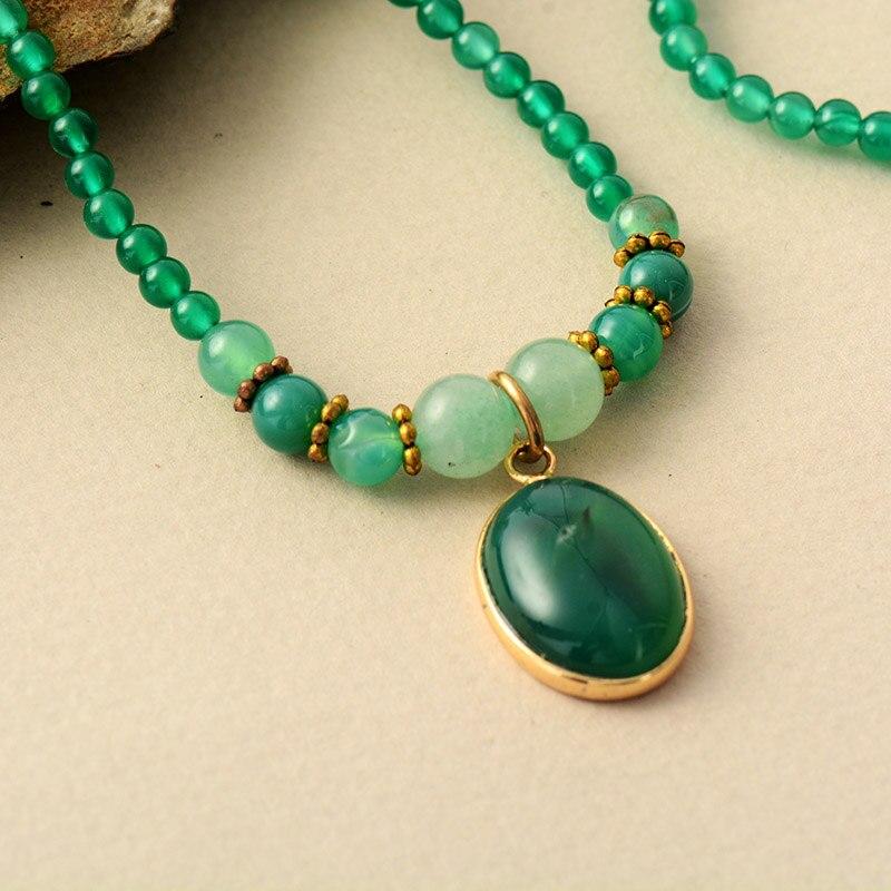 Vintage Green Onyx Calming Necklace - Elara