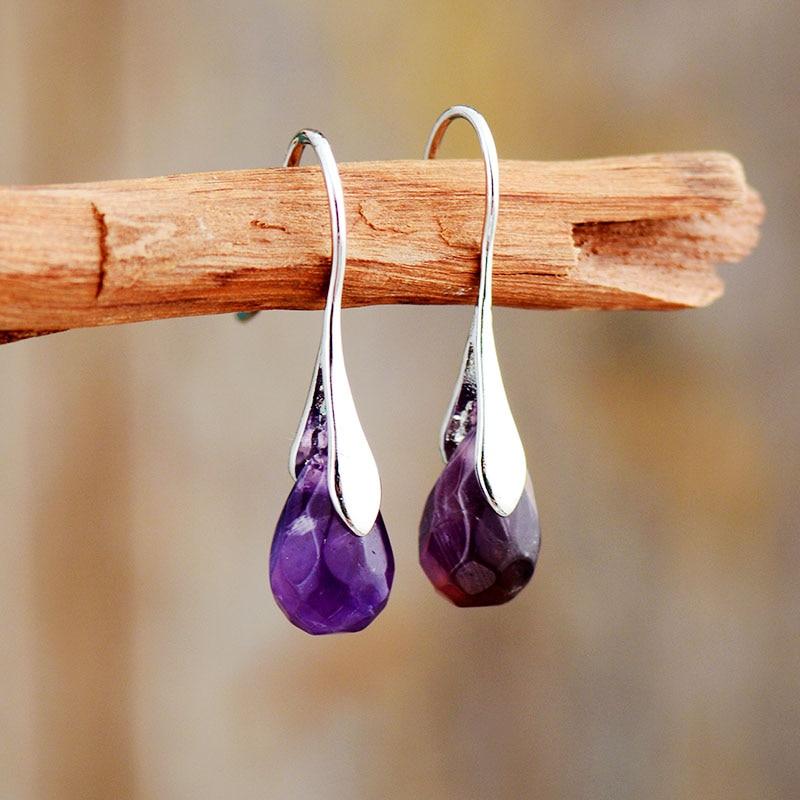 Natural Teardrop Gemstone Earrings - Serenella