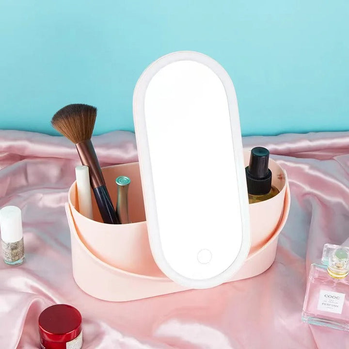 Make-up Case with LED Mirror - Lumivault-Pink-State of Style