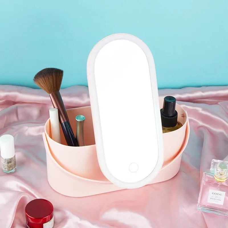 Make-up Case with LED Mirror - Lumivault-Pink-State of Style