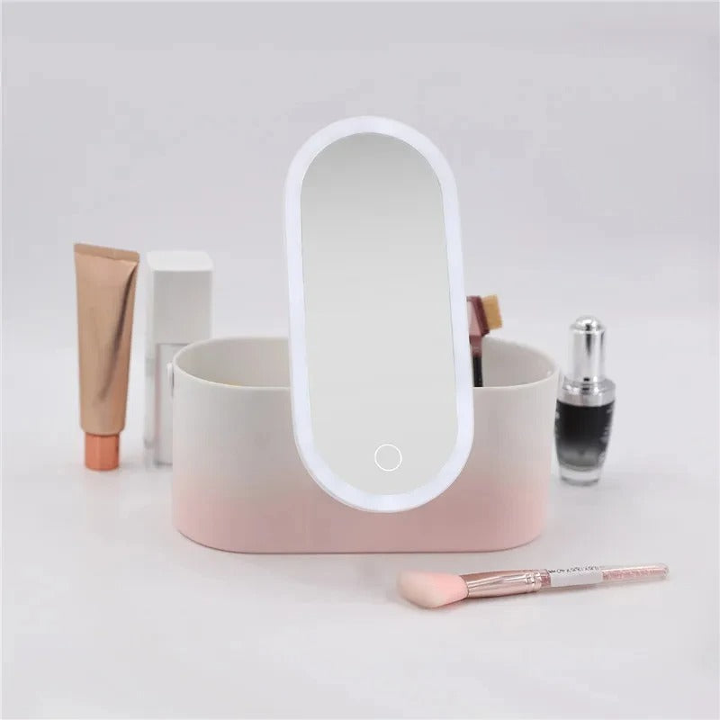 Make-up Case with LED Mirror - Lumivault-Pink-State of Style