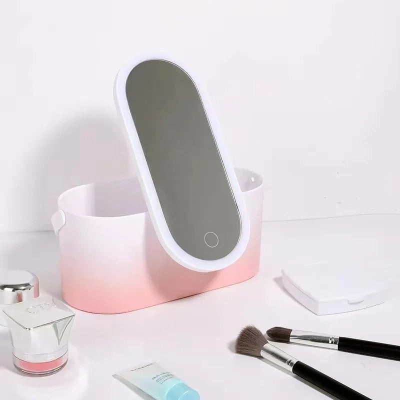 Make-up Case with LED Mirror - Lumivault-Pink-State of Style