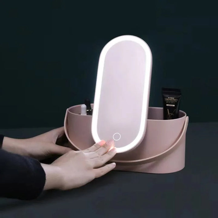 Make-up Case with LED Mirror - Lumivault-Pink-State of Style