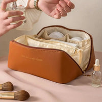 MAKEUP ORGANISER WITH ZIPPER – LUXURY TOILETRY BAG FOR TRAVEL-Brown-State of Style