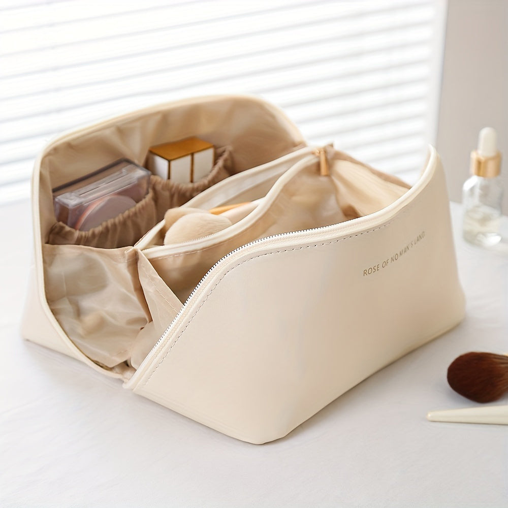 MAKEUP ORGANISER WITH ZIPPER – LUXURY TOILETRY BAG FOR TRAVEL-Brown-State of Style