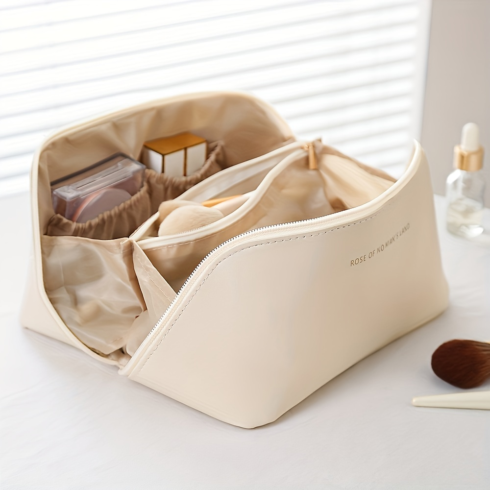 MAKEUP ORGANISER WITH ZIPPER – LUXURY TOILETRY BAG FOR TRAVEL-Brown-State of Style