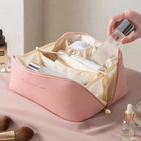MAKEUP ORGANISER WITH ZIPPER – LUXURY TOILETRY BAG FOR TRAVEL-Pink-State of Style