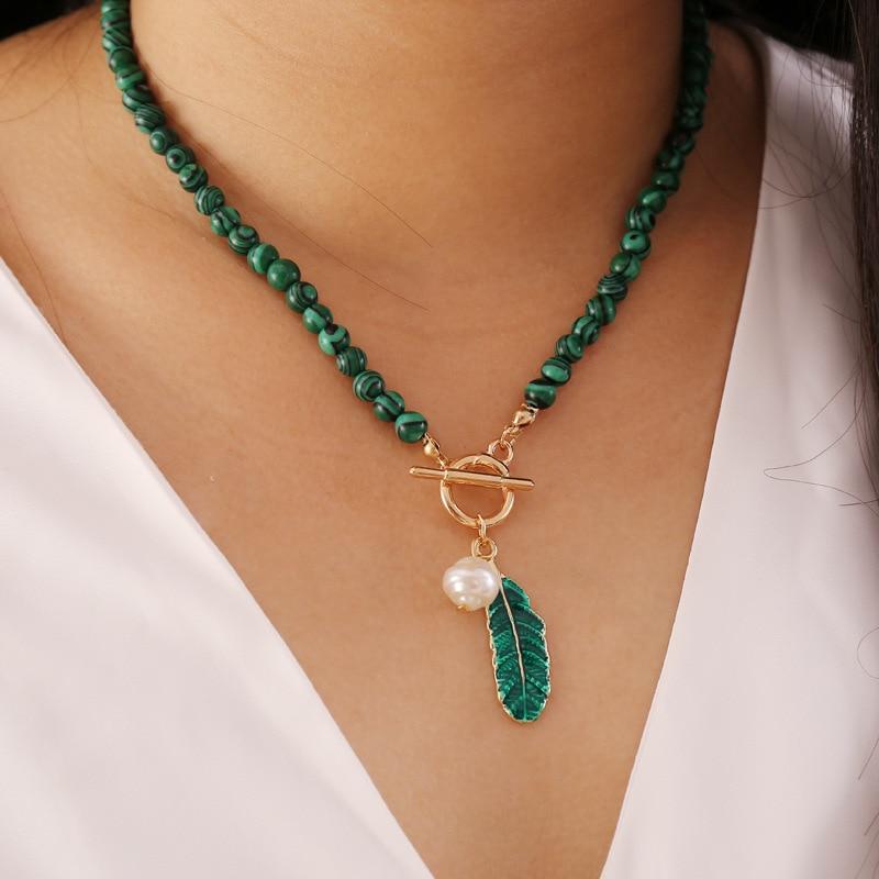 Malachite Natural Aura Necklace - Thalina-State of Style
