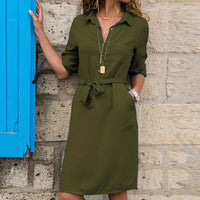 Mandy - Stylish Comfortable Dress-Olive green-S-State of Style