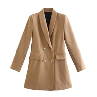 MargaretsBlazer | Women's Elegant Long-Sleeve Blazer-Khaki-XS-State of Style