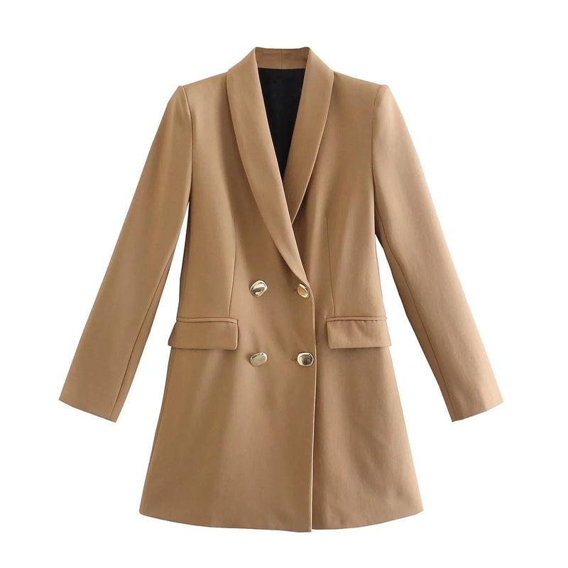 MargaretsBlazer | Women's Elegant Long-Sleeve Blazer-Khaki-XS-State of Style