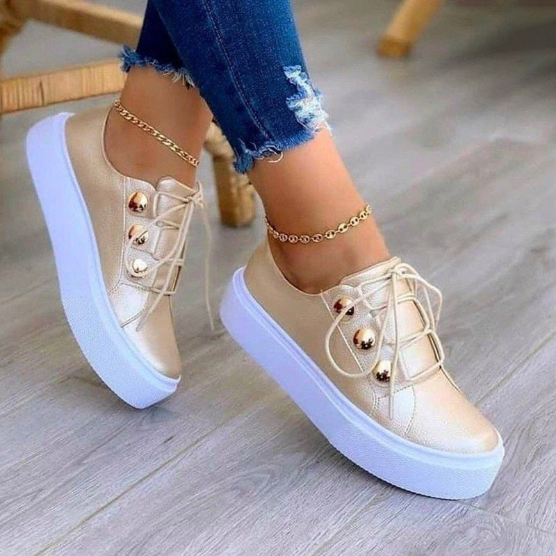MargarietSneaks | Women's Versatile Casual Sneakers-Gold-5.0-State of Style