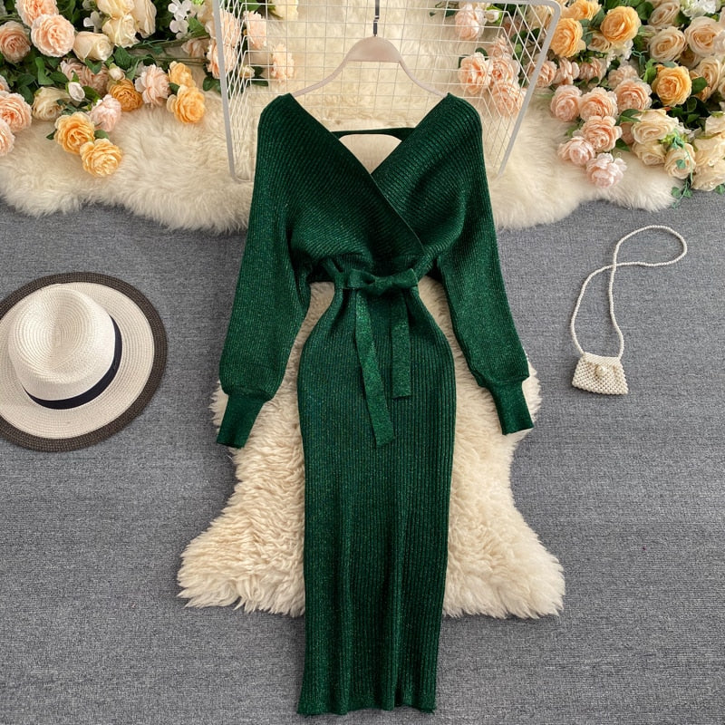 Margje Dress | Stylish Knitted Dress for Women-Green-One size fits all-State of Style