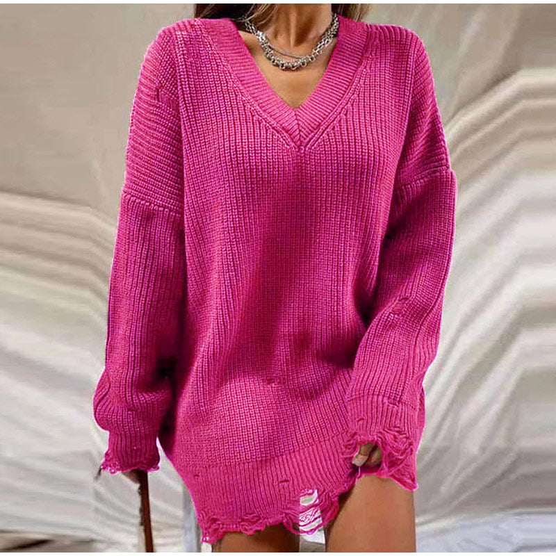 MariasDress | Women's Cosy Knit Sweater Dress-Pink-S-State of Style