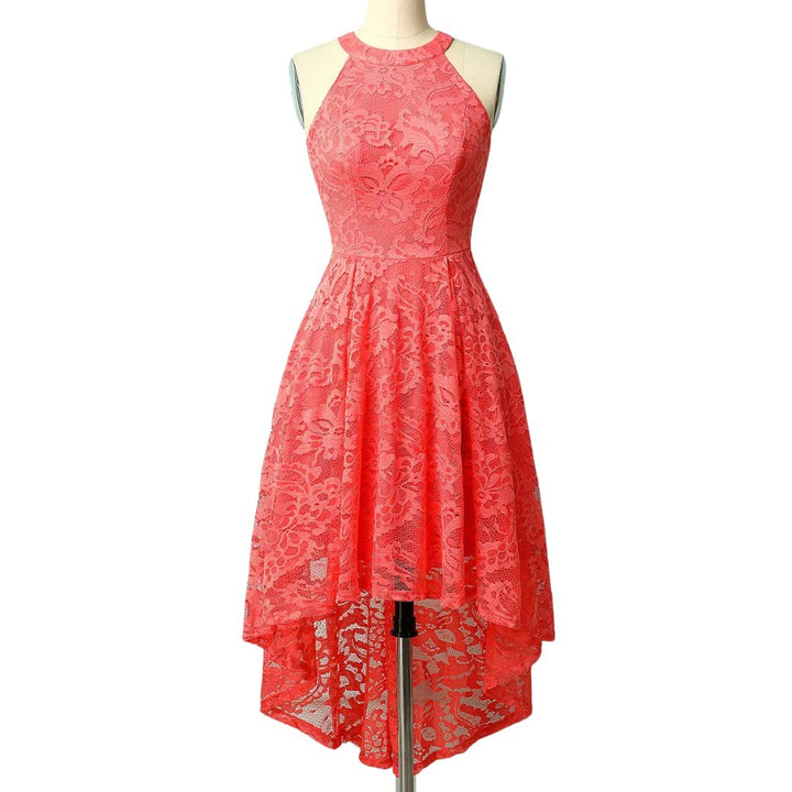 Marie Asymmetrical Hem Halter Dress | Chic and Unique-Coral-XS-State of Style