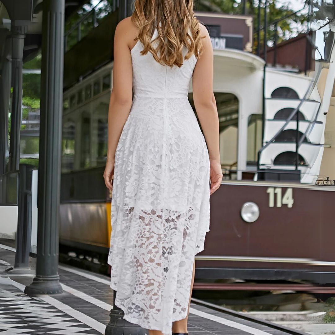Marie Asymmetrical Hem Halter Dress | Chic and Unique-White-XS-State of Style