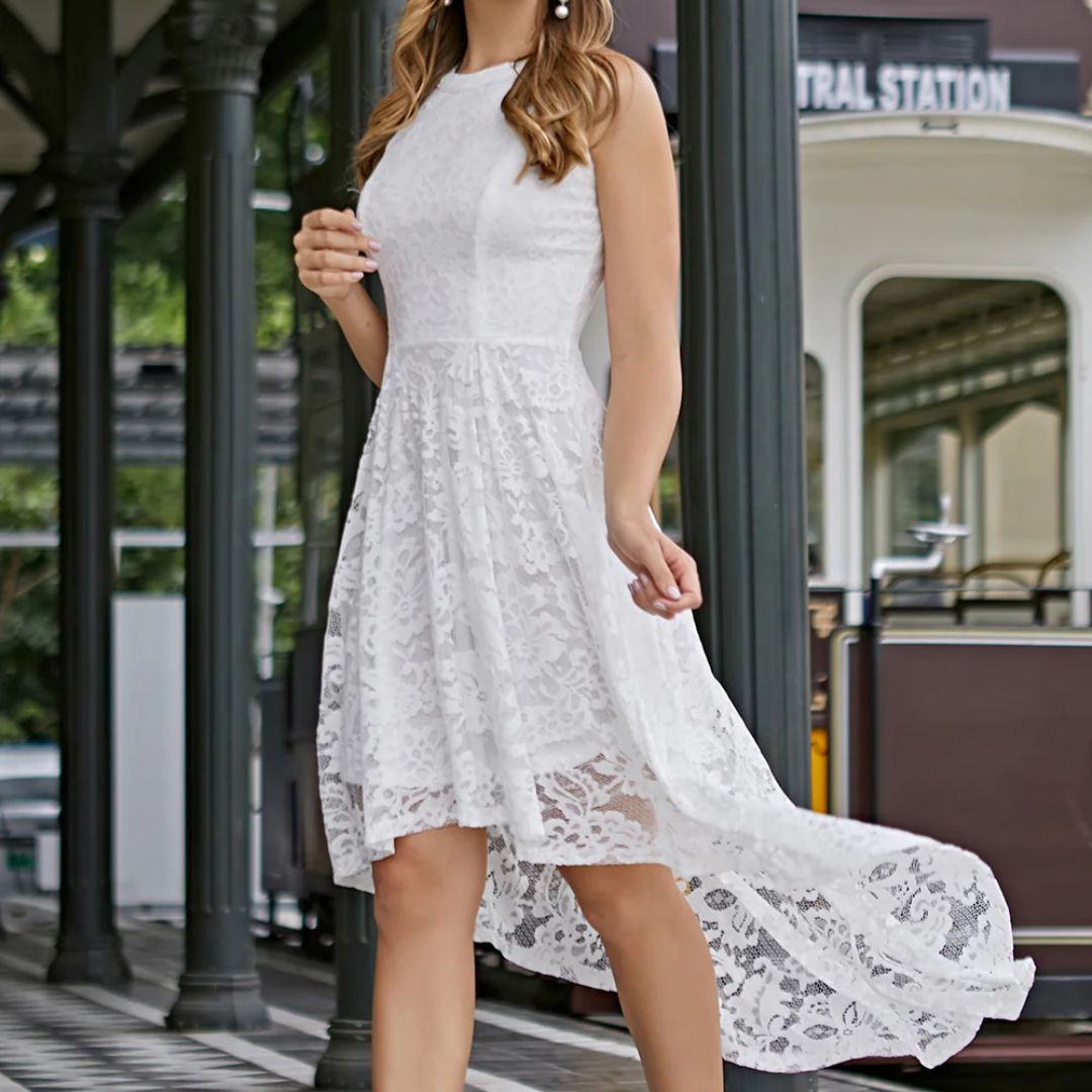 Marie Asymmetrical Hem Halter Dress | Chic and Unique-White-XS-State of Style