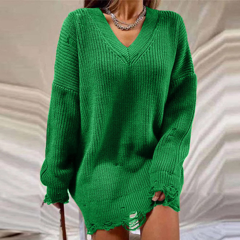 MariesDress | Women's Cosy Knit Sweater Dress-Green-S-State of Style