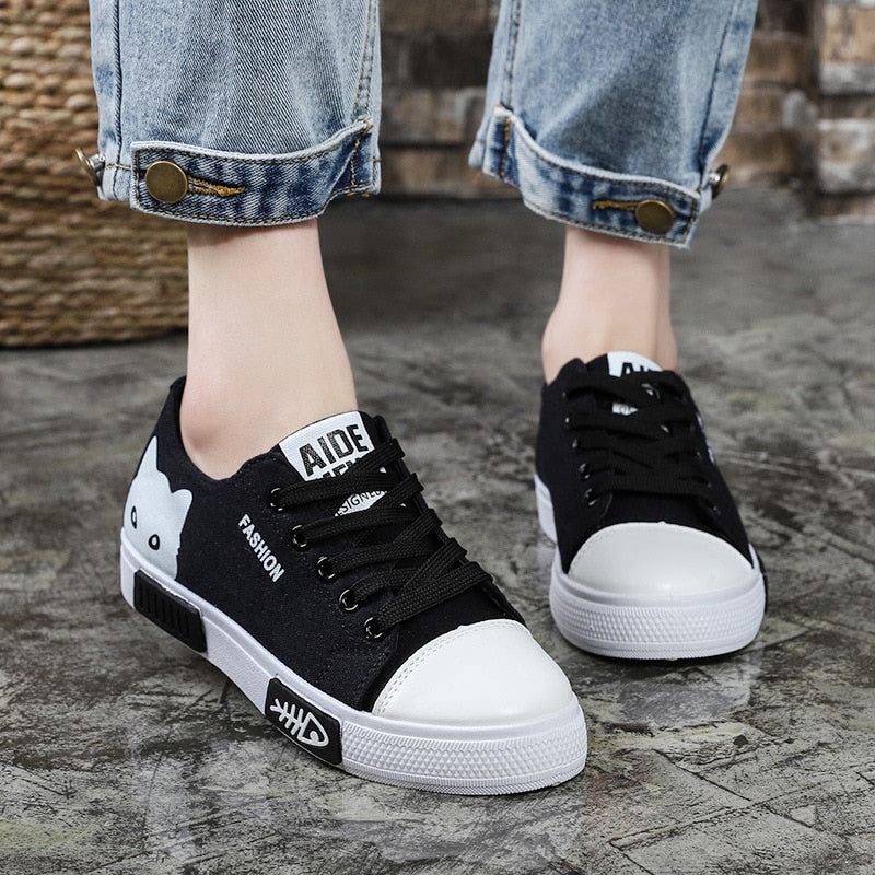 MarijesSneakers | Unisex Canvas Sneakers-Black-3.5-State of Style