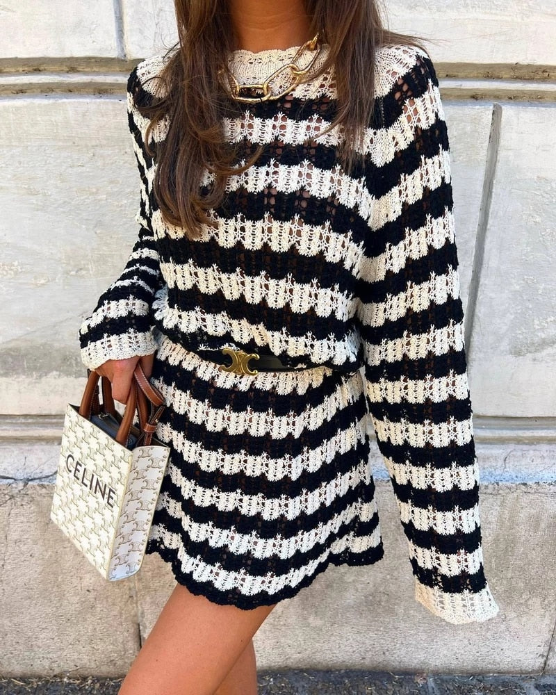 MarijntjesDress I Cosy Knit Sweater Dress For Women-Beige-S-State of Style