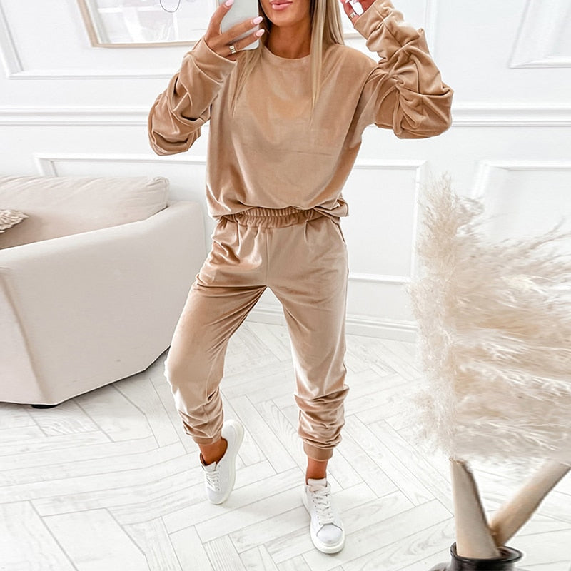 MarjoleinesSuit | Women's Sporty Tracksuit-Khaki-S-State of Style