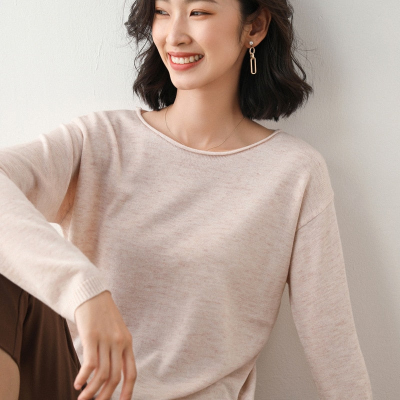 MarliesShirt | Women's Basic Sweater-Beige-S-State of Style