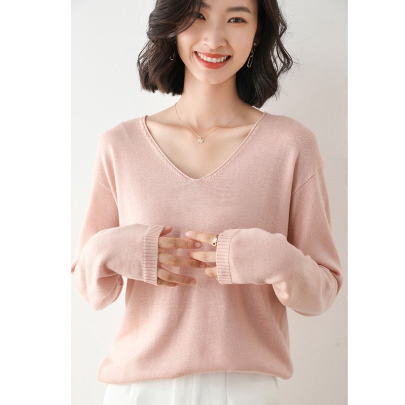 MarliesShirt | Women's Basic Sweater-Pink-S-State of Style
