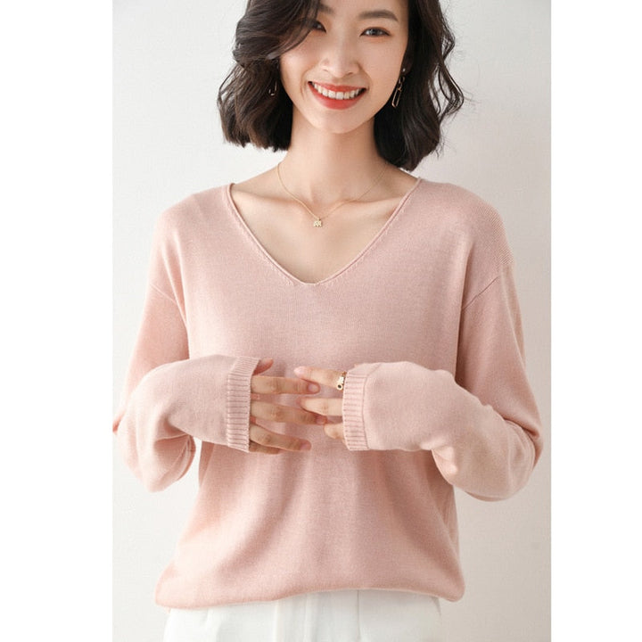 MarliesShirt | Women's Basic Sweater-Pink-S-State of Style
