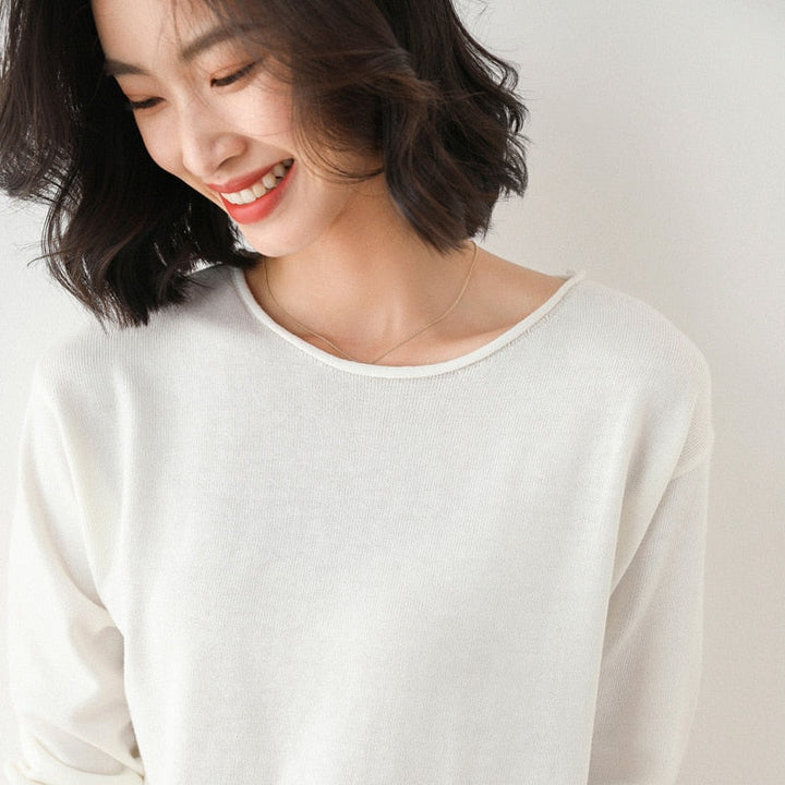 MarliesShirt | Women's Basic Sweater-White-S-State of Style