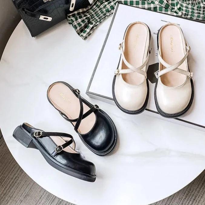 Mary Jane Pumps with Stylish Buckle - Clara-Ivory-3.0-State of Style