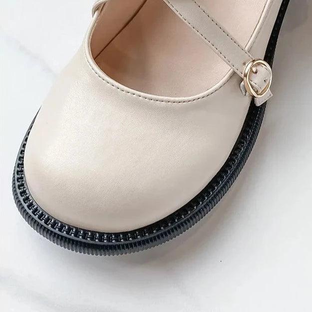 Mary Jane Pumps with Stylish Buckle - Clara-Ivory-3.0-State of Style